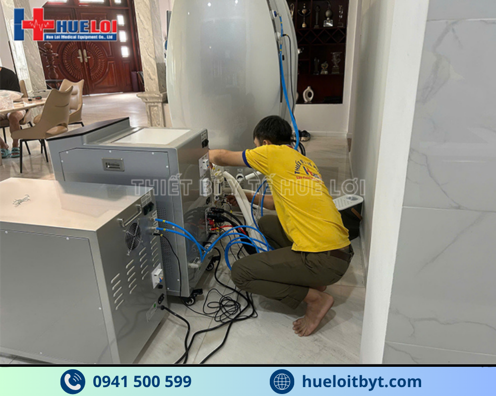 công ty Huê Lợi bàn giao lắp đặt buồng oxy cao áp
