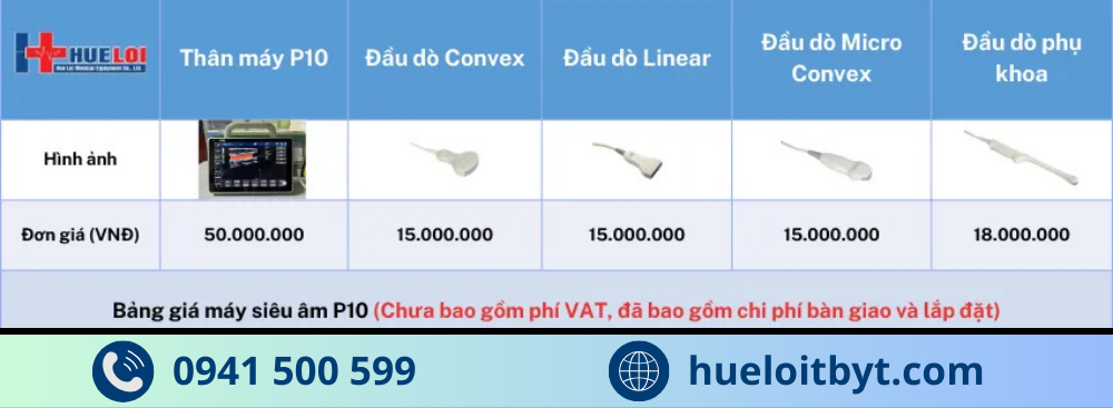 MÁY SIÊU ÂM XÁCH TAY CẢM ỨNG 2 ĐẦU DÒ P10