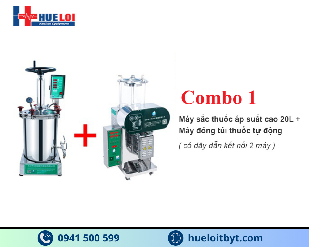 Combo 1 của máy sắc thuốc áp suất cao và máy đóng túi tự động