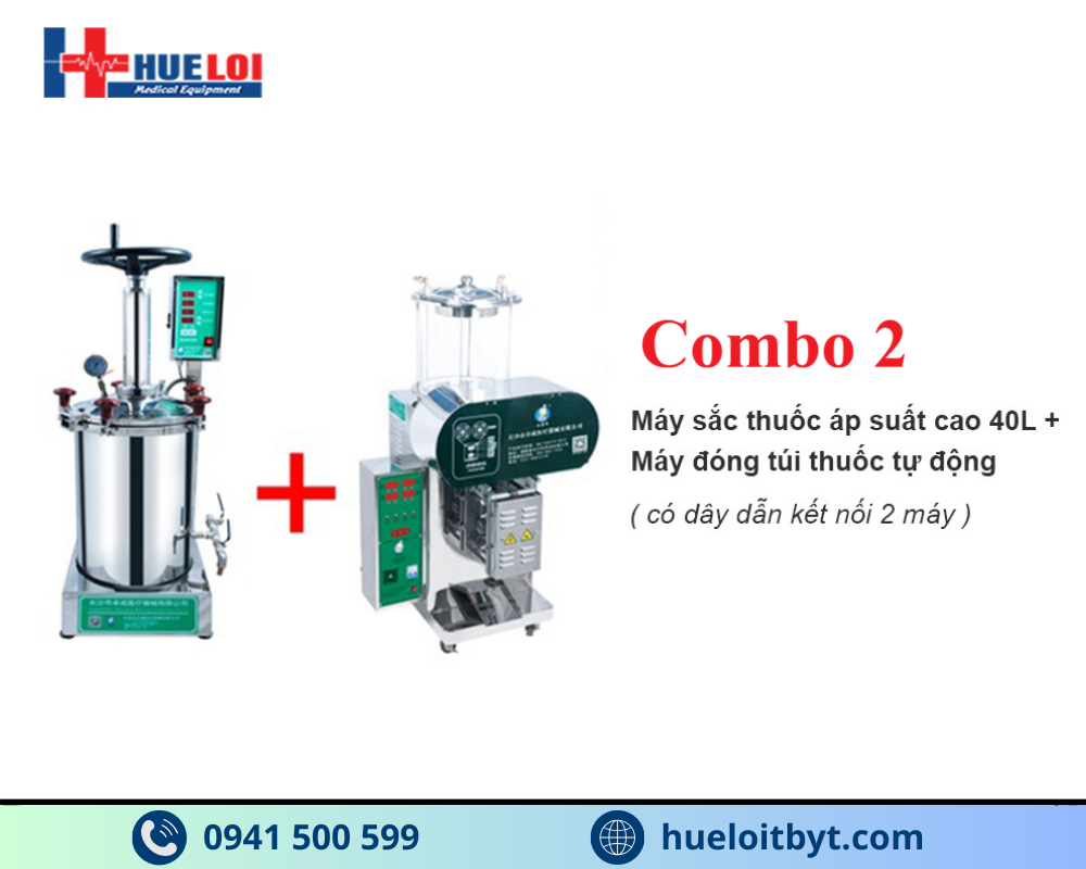 Combo 2 của máy sắc thuốc áp suất cao và máy đóng túi tự động