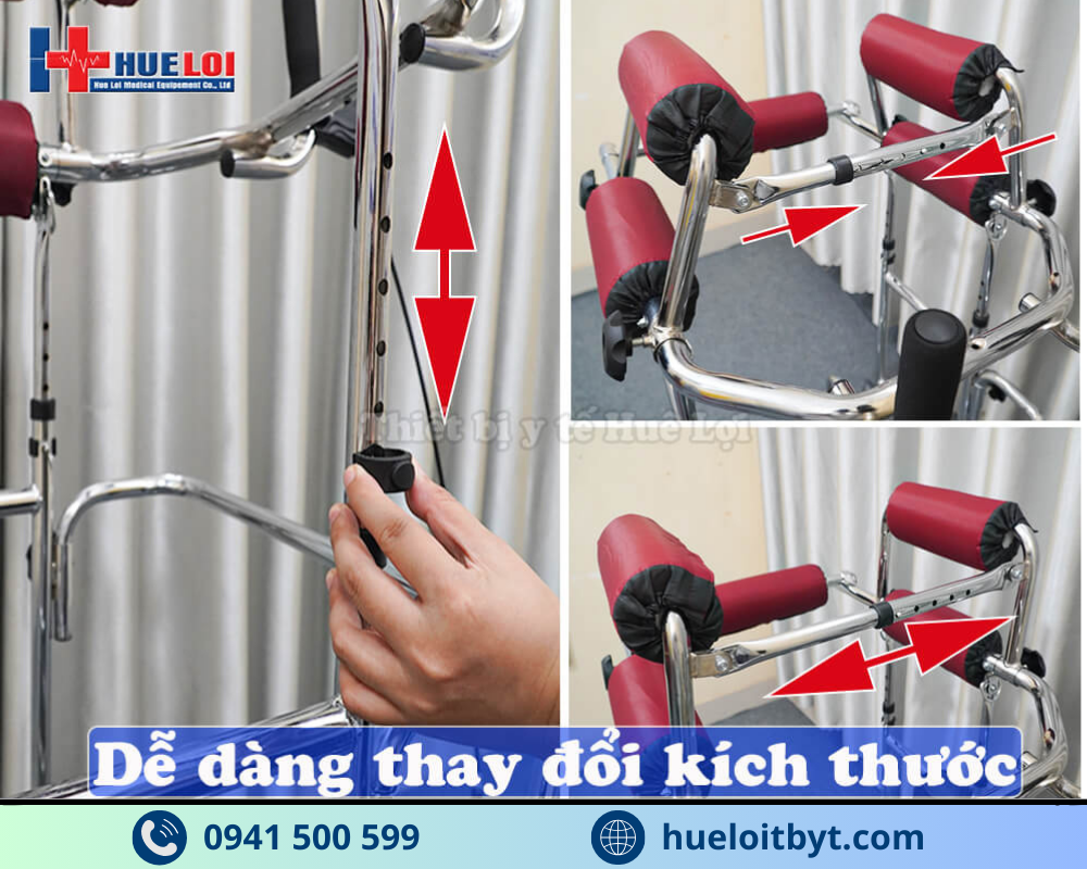 Khung tập đi nâng hạ chiều cao dễ dàng