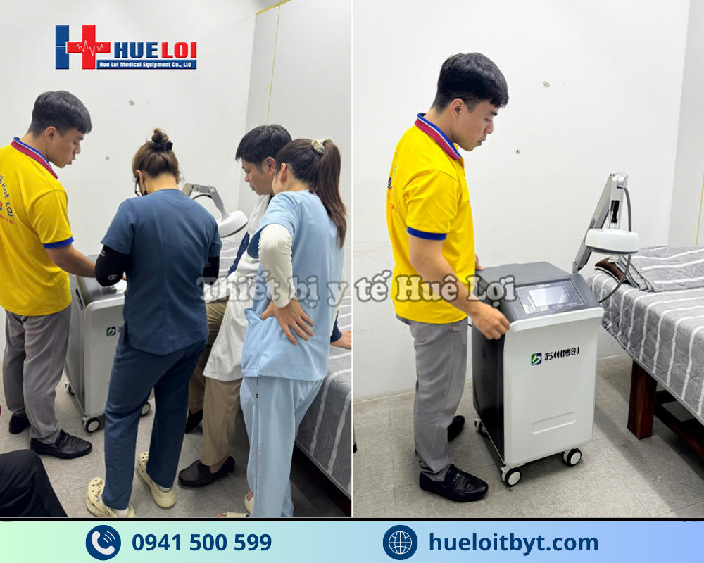 Huê Lợi bàn giao máy vi sóng trị liệu một đầu phát