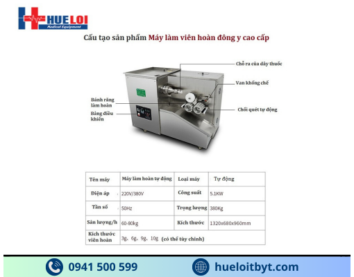 MÁY LÀM VIÊN HOÀN ĐÔNG Y CÔNG SUẤT CAO