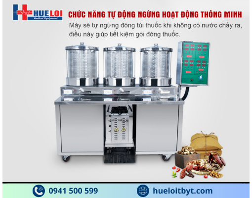 MÁY SẮC THUỐC VÀ ĐÓNG GÓI TỰ ĐỘNG 3 NỒI ĐUN CÔNG SUẤT CAO