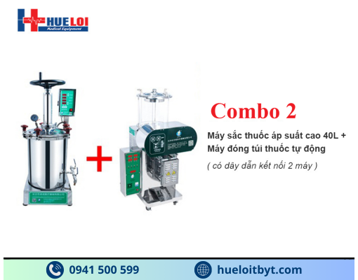 COMBO MÁY SẮC THUỐC ÁP SUẤT CAO VÀ MÁY ĐÓNG TÚI THUỐC ĐÔNG Y TỰ ĐỘNG