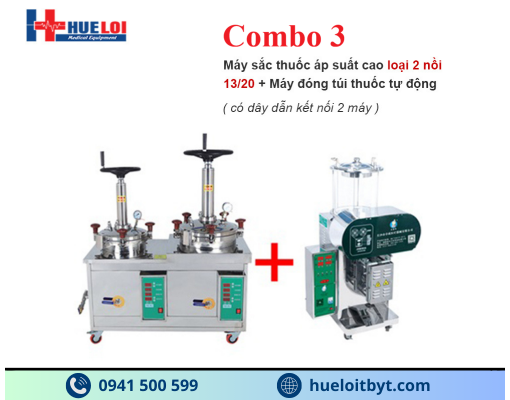 COMBO MÁY SẮC THUỐC ÁP SUẤT CAO VÀ MÁY ĐÓNG TÚI THUỐC ĐÔNG Y TỰ ĐỘNG