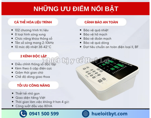 MÁY ĐIỆN XUNG TRUNG TẦN GIAO THOA 2 KÊNH HB-ZP10