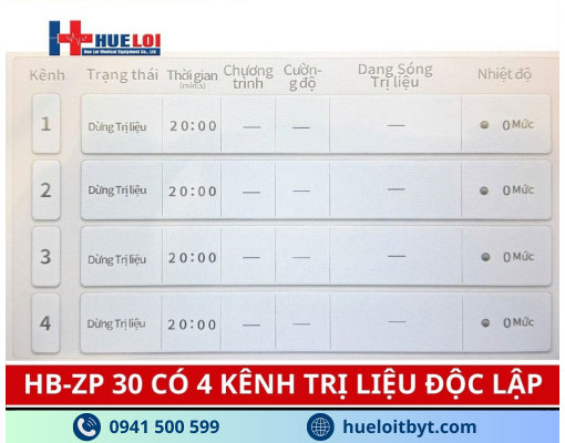 MÁY ĐIỆN XUNG TRỊ LIỆU TRUNG TẦN 4 KÊNH HB-ZP30